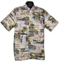 Woodie and Surf Hawaiian Shirt- Made in USA- 100% Cotton